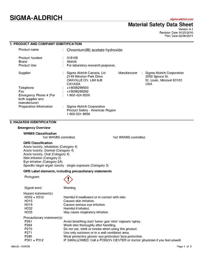 What Is A Material Safety Data Sheet Sds